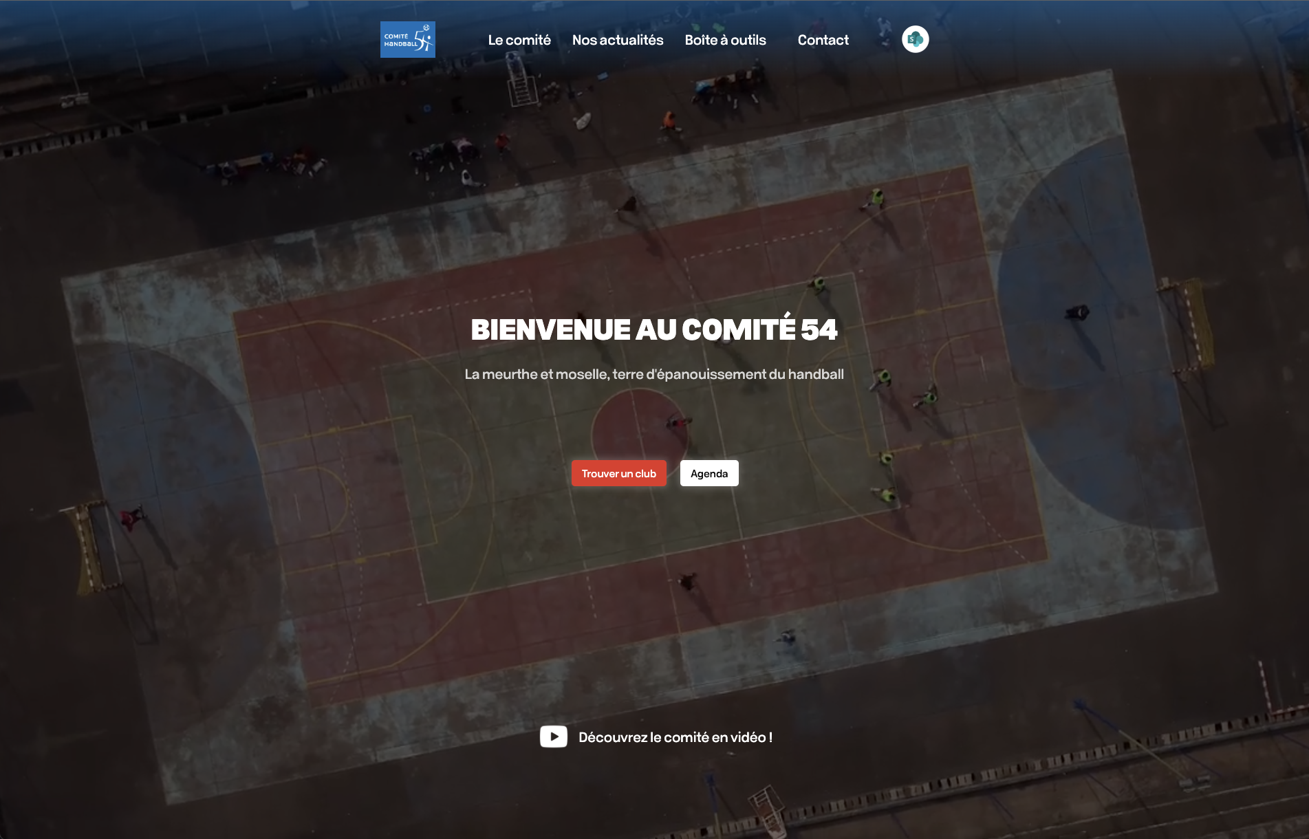 Page d'accueil du comité 54 de handball