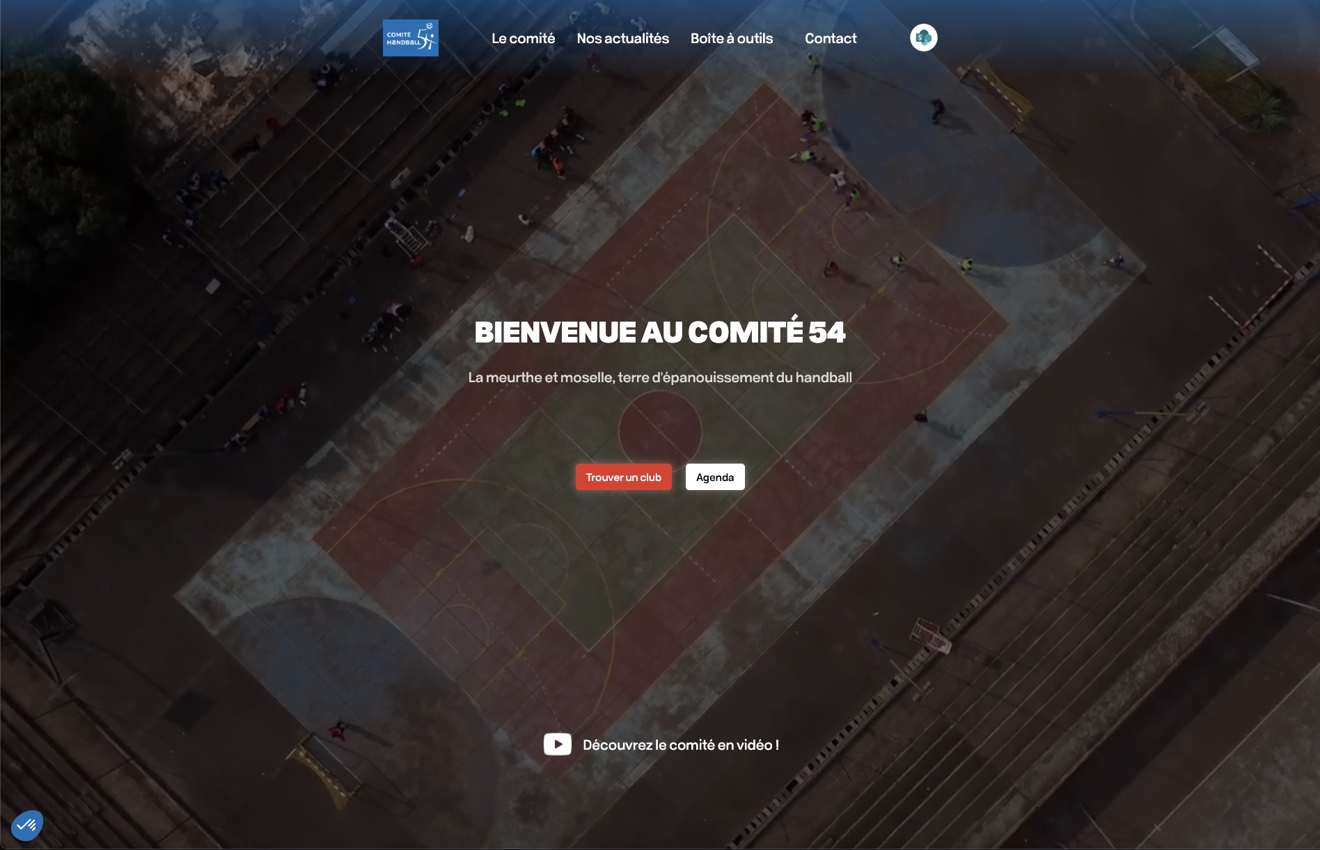 Photo représentant la page d'accueil du site du comité 54 de handball